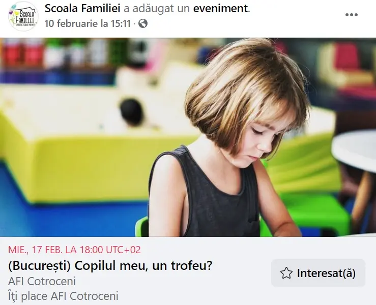 Unul dintre cursurile promovate de Școala Familiei, în cadrul proiectului Proedus. Sursa: Facebook