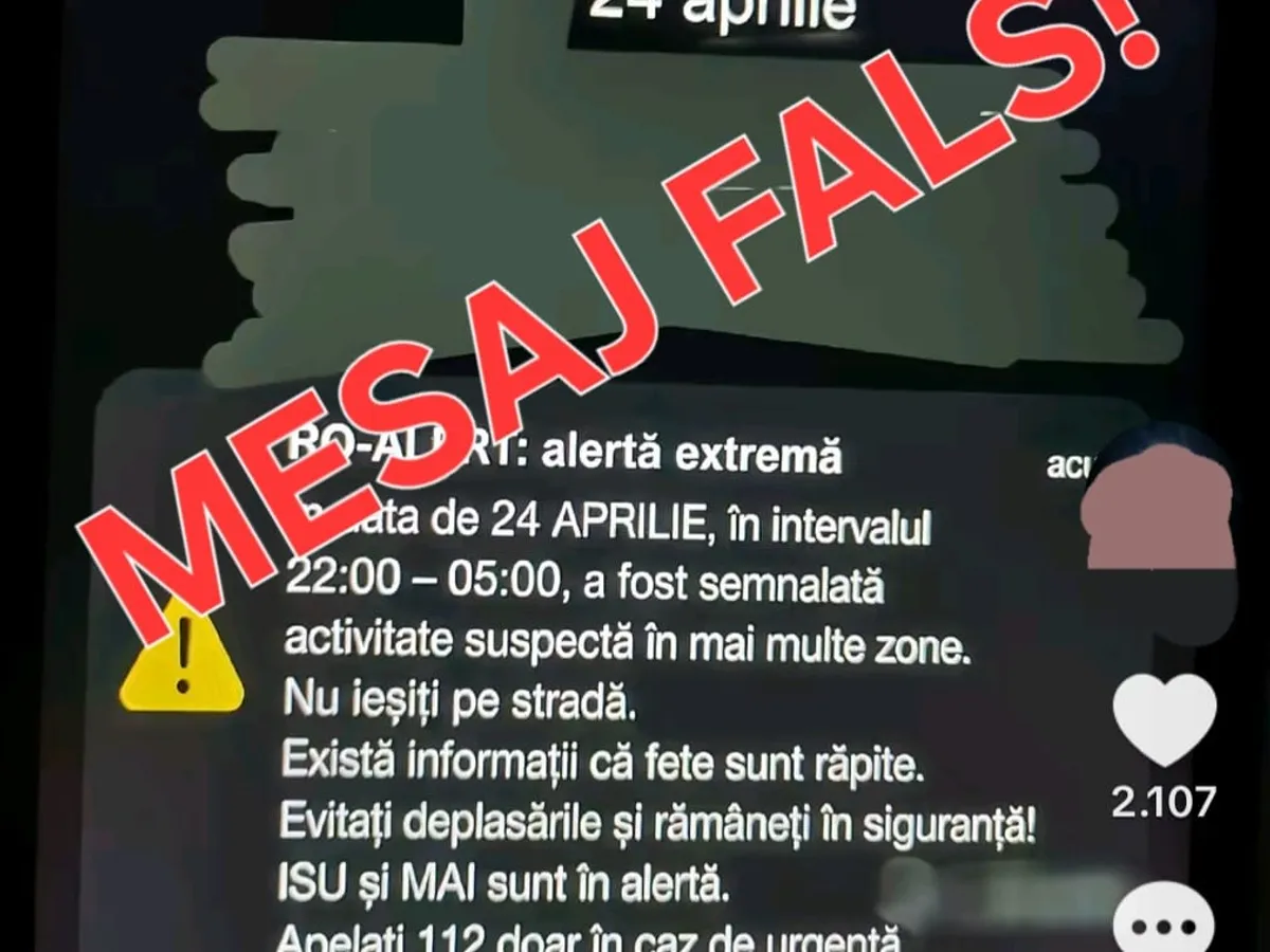 MAI, mesaj fals - Foto: Facebook/Ministerul Afacerilor Interne, Romania