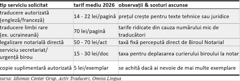 Tarife pentru traduceri autorizate