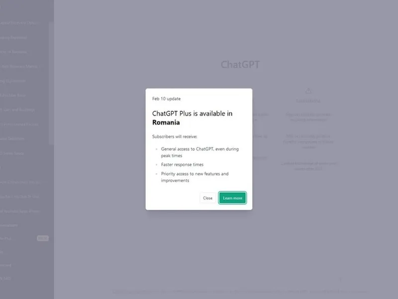 Abonamentul pentru ChatGPT în România costă 20 de dolari pe lună, la fel ca şi în alte ţări - Foto: captură Internet