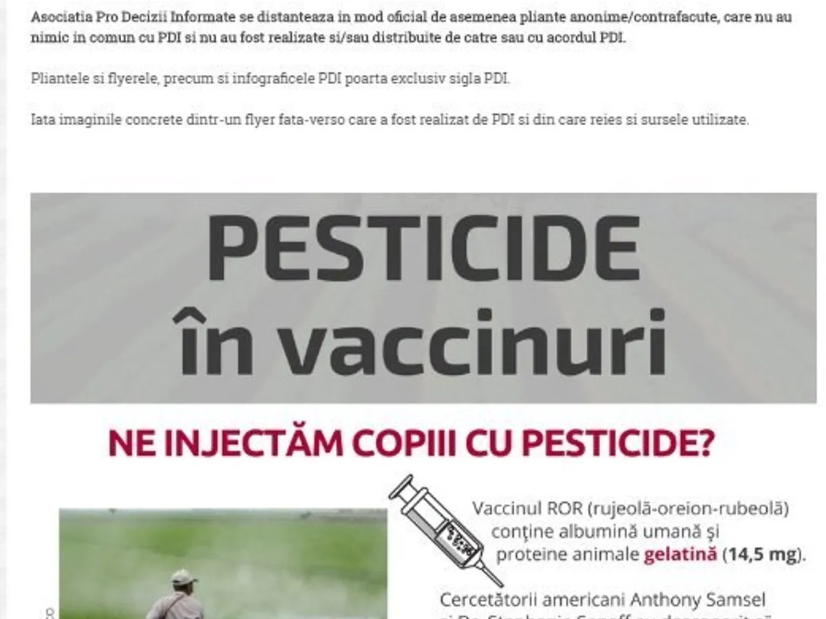 Mesajul de dezinformare al asociației Pro-Decizii Informate
