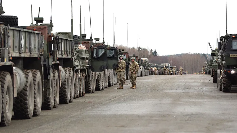 Un regiment al armatei SUA la plecarea din Germania către România pentru a întări flancul estic al NATO în urma amenințării rusești - Foto: Getty Images