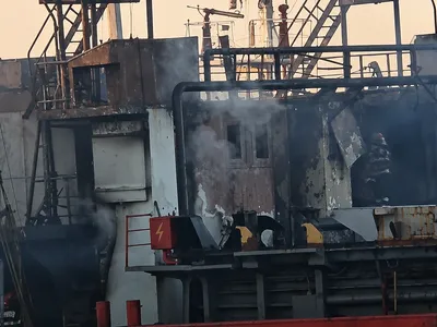 Incendiu în Portul Midia - Foto: Facebook/ziuadeconstanța