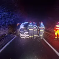Un șofer a încercat să evite o căprioară care i-a sărit în față pe DN 29 A și și-a făcut praf Mercedesul. - Foto: ISU Botoșani