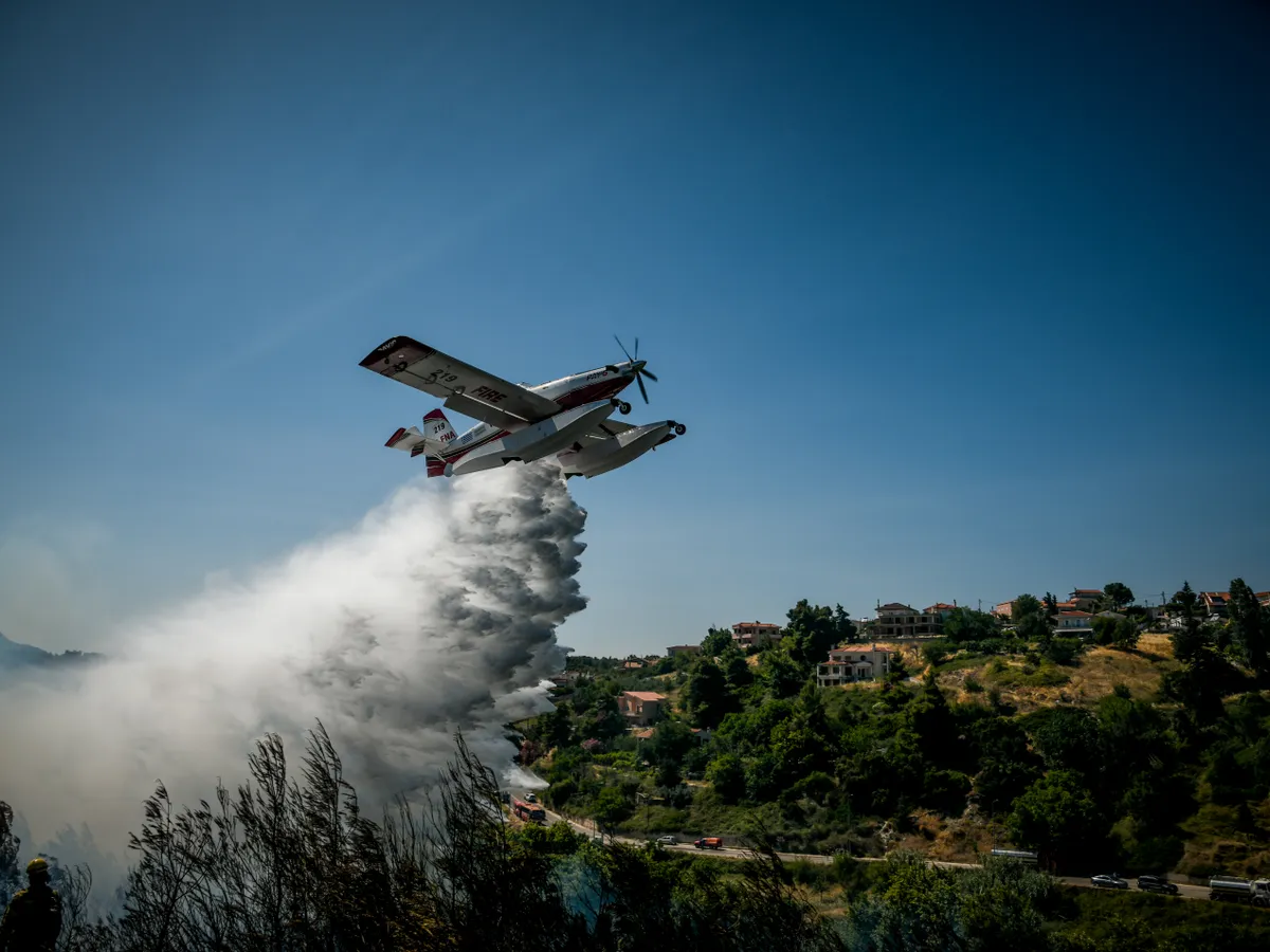 Incendiu puternic de vegetație în zona Attica. / Foto: thenationalherald.com