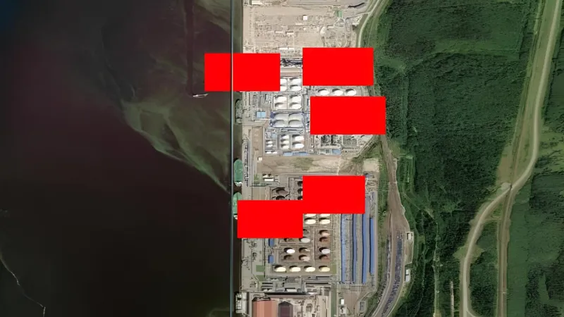 Zonele atacate de Ucraina &icirc;n portul rusesc Ust-Luga - Foto: Google map (imagine cu rol ilustrativ)