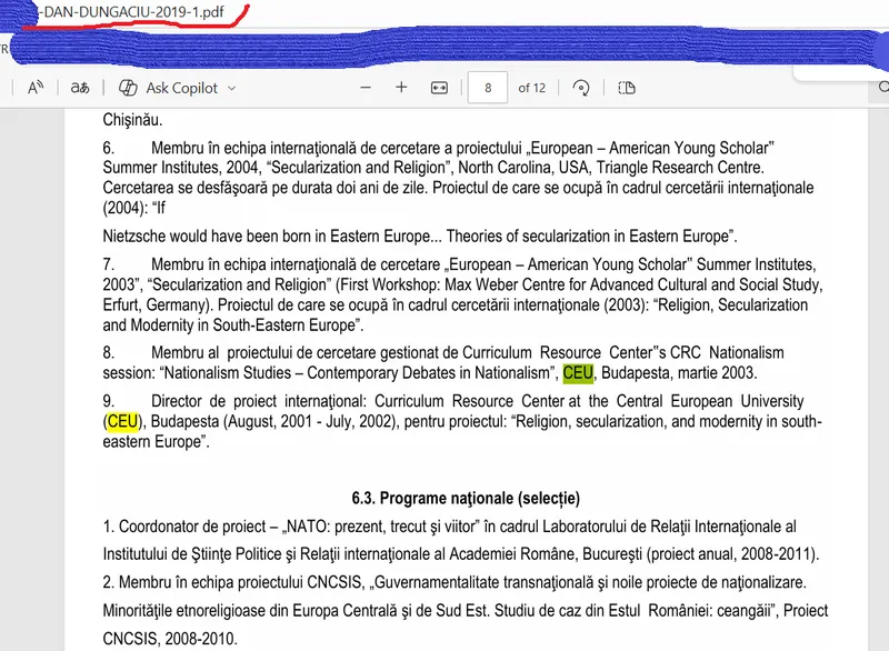 Dan Dungaciu la CEU - Foto: CV