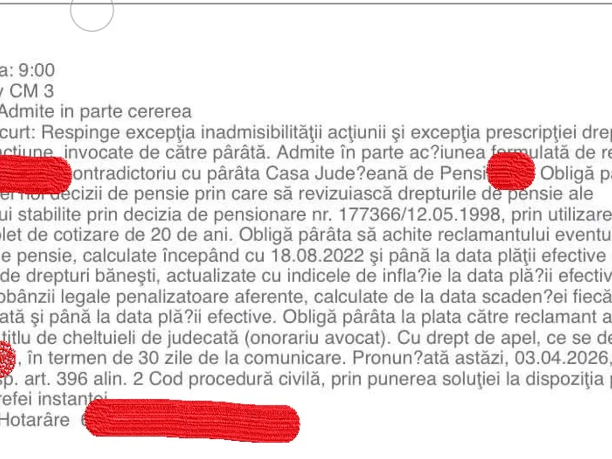 Decizia pensionare - Foto: Instanțe