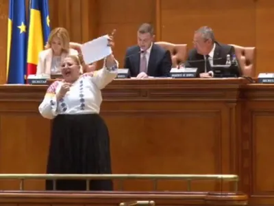 Șoșoacă, show în Parlament. I-a smuls microfonul președintelui. Simonis: „Vă invit la Zoo” - Foto: captură video