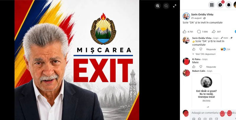V&acirc;ntu vrea Ro Exit - Foto: Facebook / SOV