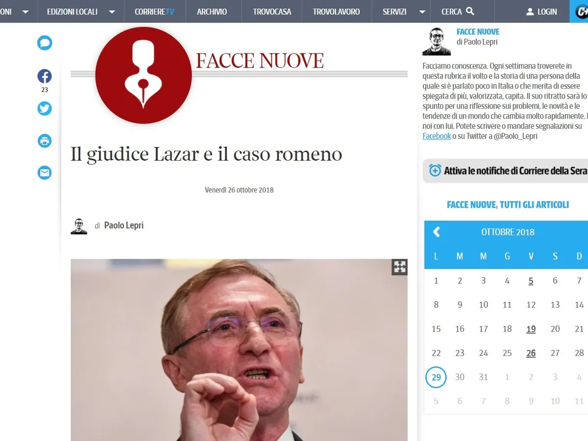 Corriere della Sera e interesat de cazul Lazăr