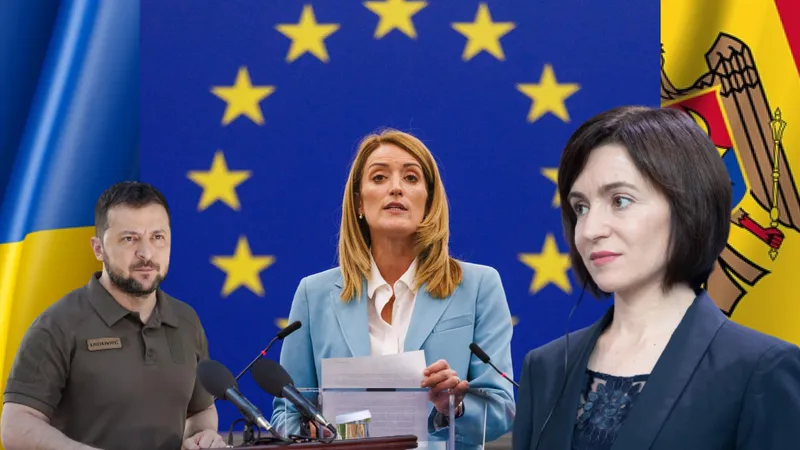 Volodimir Zelenski, Roberta Metsola și Maia Sandu - Foto: Profimedia Images