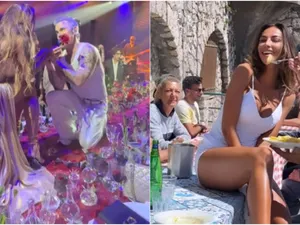 VIDEO Robbie Williams, în genunchi în fața Mădălinei Ghenea. Gestul făcut de artist la o petrecere exclusivistă