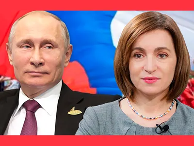 Vladimir Putin și Maia Sandu - Foto: Profimedia images