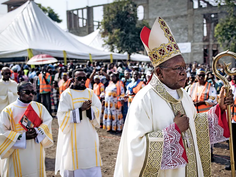 Cardinalul congolez Fridolin Ambongo la o paradă în Goma, în luna ianuarie