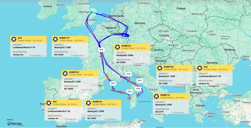Redistribuire masivă a forțelor aeriene americane &icirc;n Orientul Mijlociu - Foto: ItaMilRadar