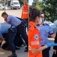 VIDEO Un călugăr a devenit recalcitrant. Polițiștii s-au considerat insultați și l-au doborât / antena3