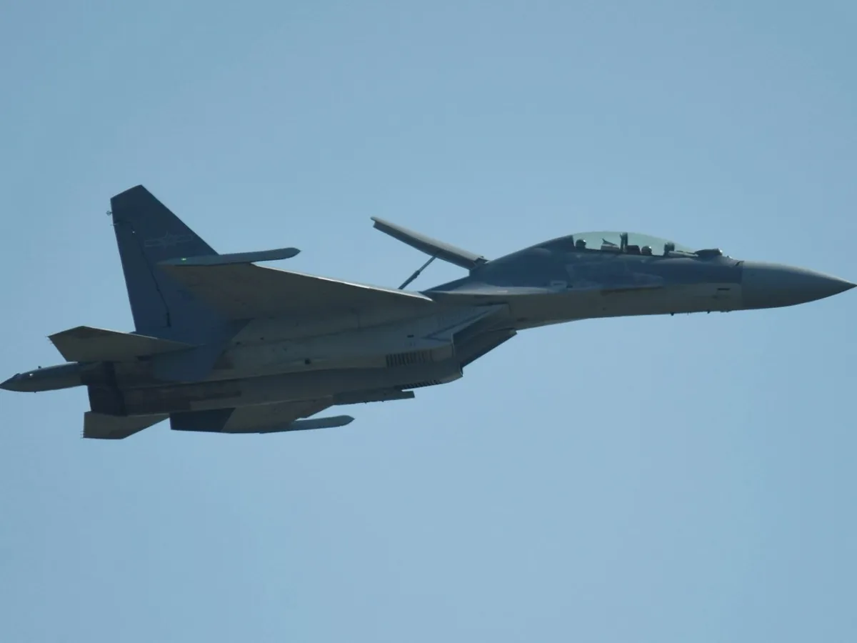 Un avion de vânătoare J-16 efectuează un zbor în zbor la 2022 Zhuhai Air Show din Zhuhai, provincia Guangdong din sudul Chinei - Foto: Profimedia Images