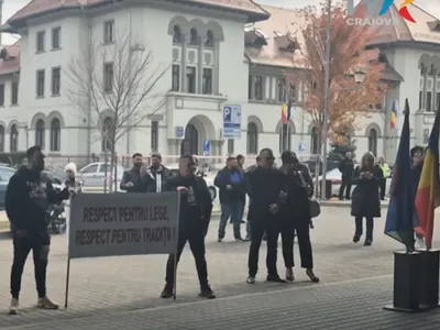 Protest la Tg Jiu Foto: captură TVR