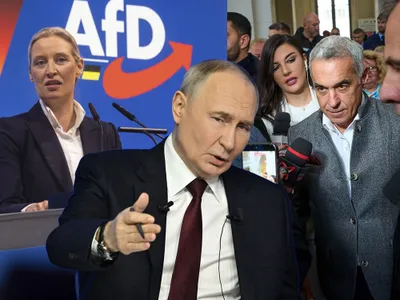 Alice Weidel, Vladimir Putin și Călin Georgescu - Foto: Profimedia images