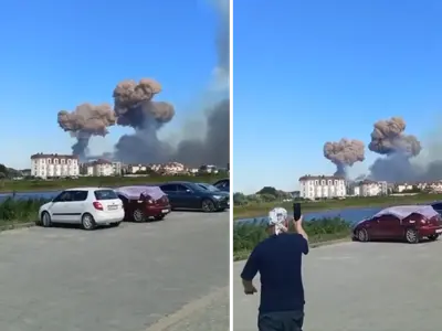 Explozii puternice în orașul Taganrog din Rusia. Moscova dă vina pe ucraineni - FOTO: Twitter/301military