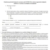 Chestionarul de exprimare a intenţiei de vaccinare anti-COVID pentru elevii minori. / Foto: agerpres.ro