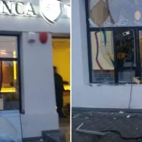 Bancomatul aruncat în aer la Arad Foto: Aradon