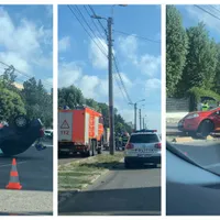 Carambol cu trei mașini, în Constanța. Una a ajuns cu roțile în sus, patru persoane rănite. / Foto: dobrogea.tv