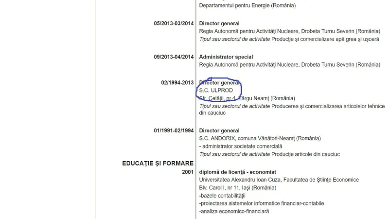 Ministrul a fost director nouă ani