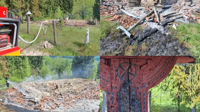O biserică a ars din temelii în nopatea de Înviere - Foto: ISU Alba