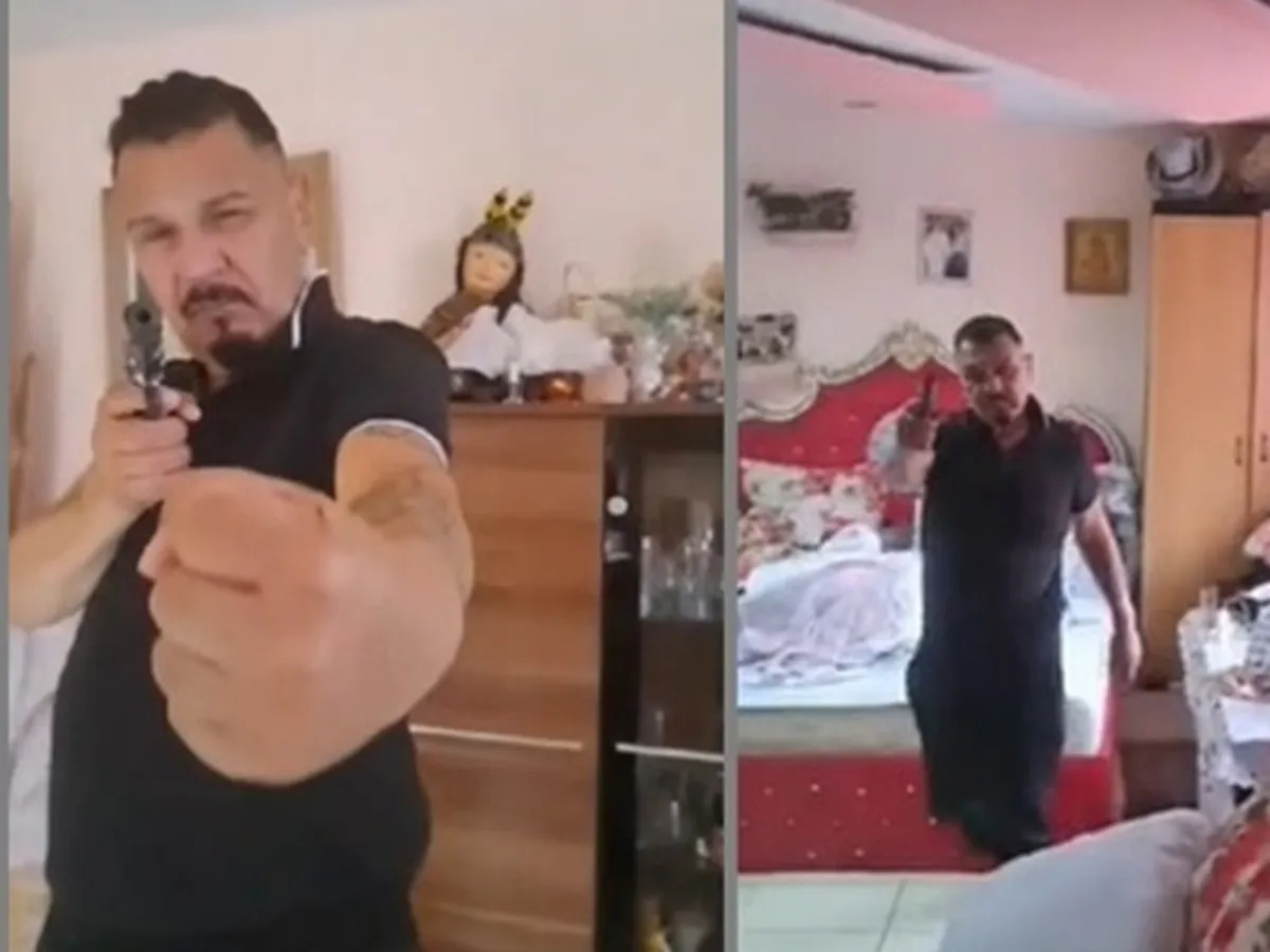 Interlopul găinar Vanghele a fluturat un pistol într-un live Foto: captură Youtube
