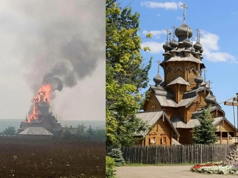 Mănăstirea Adormirea Maicii Domnului din Sviatogorsk, bombardată de ruși. / Foto: raskolam.net