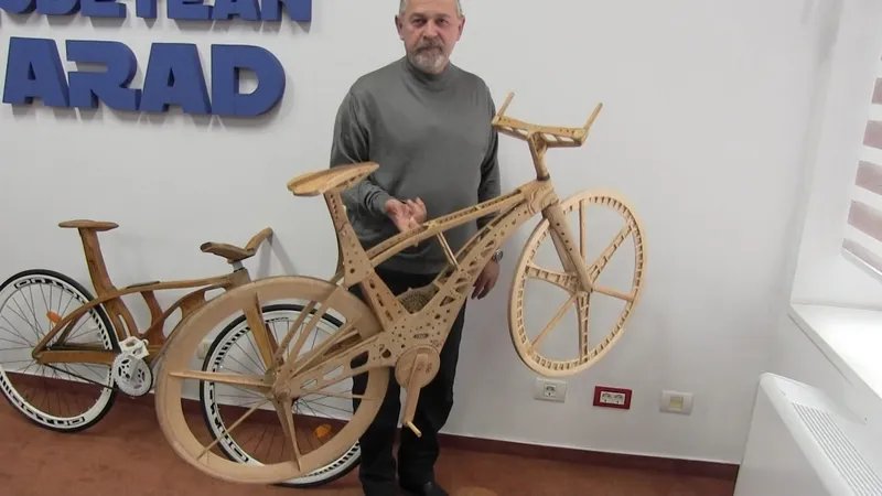 Dan Sobol a făcut cea mai ușoară bicicletă din lume. / Foto: aradon.ro