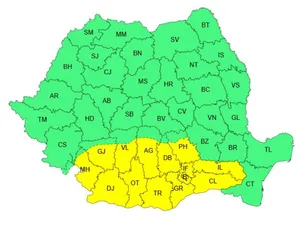 Cod Galben de caniculă în sudul țării, vijelii și ploi torențiale în Transilvania și Moldova Sursa: meteoromania.ro