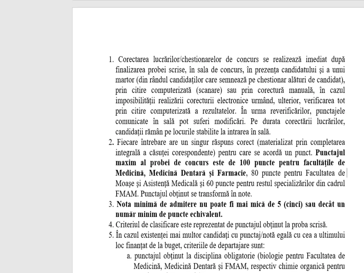 Metodologie de intrare la medicina