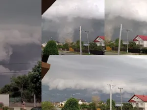 FOTO Fenomen rar pe cerul României! Norii Shelf-Cloud au luat cu asalt țara - Foto: Colaj/ Facebook/ MeteoPlus