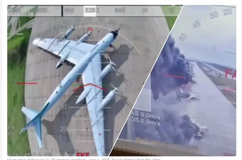 Ucraina a distrus &icirc;ncă un bombardier strategic Tu-95 al Rusiei. Dronele au zburat 800 km p&acirc;nă la țintă - Foto: captură video SBU