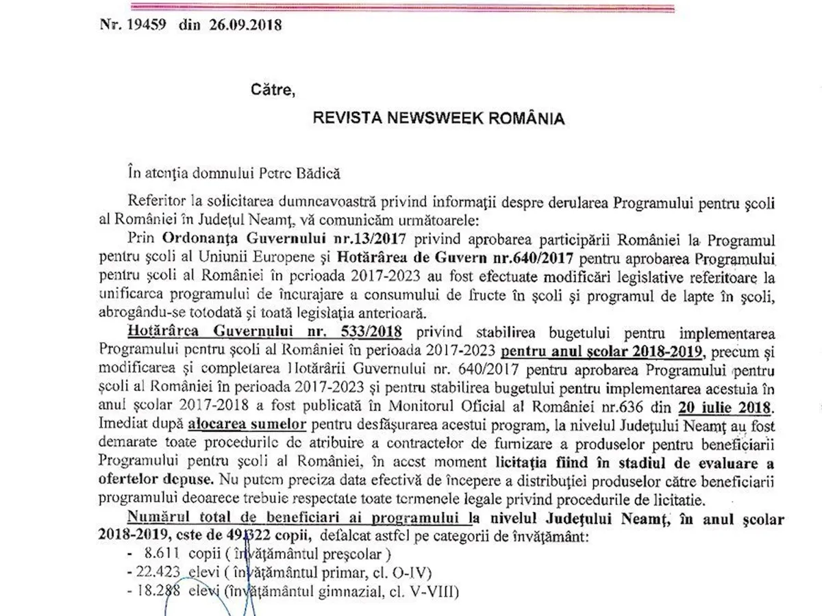 Răspunsul autorităților din Neamț