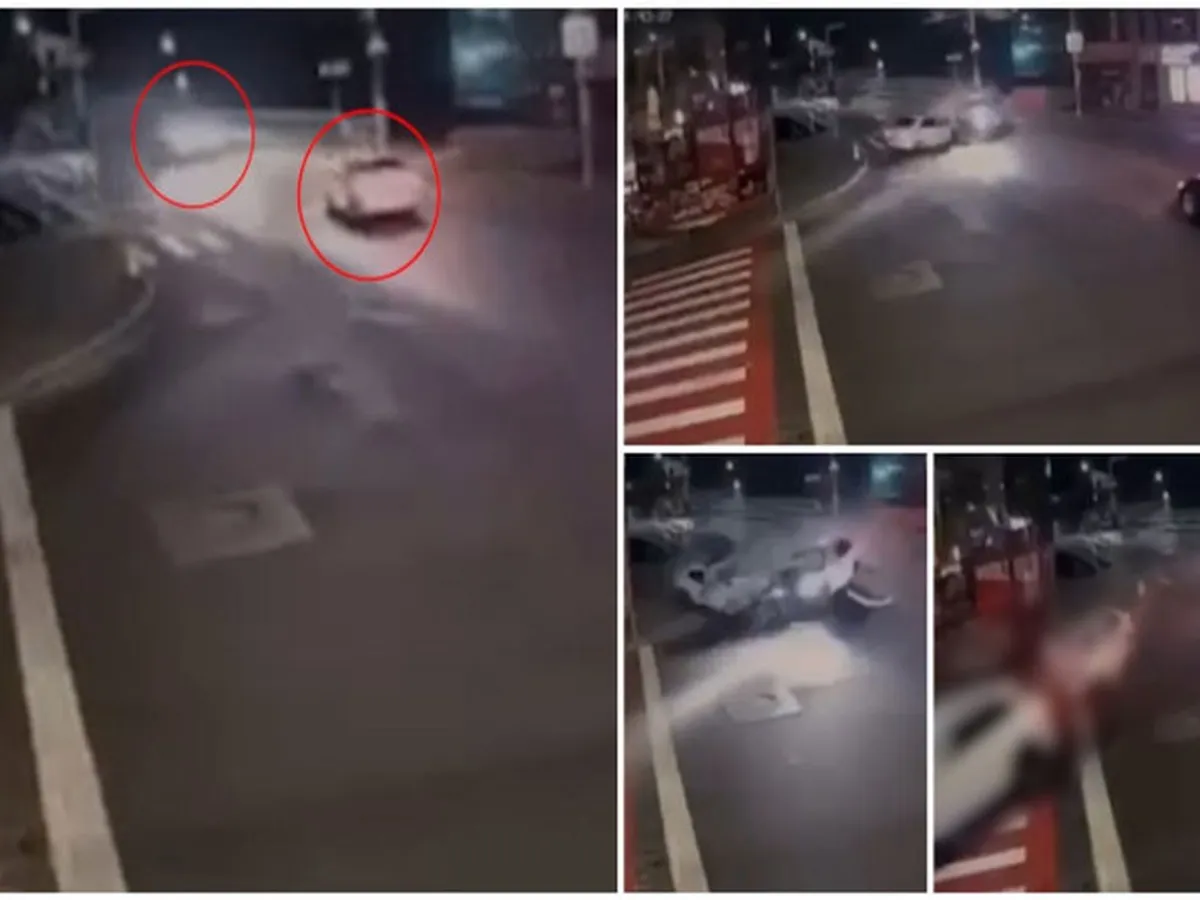 Trei polițiști sunt în comă după ce un bolid a lovit din plin o autospecială de poliție foto: captură camere video