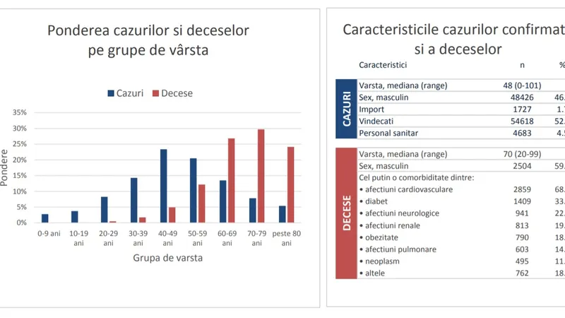 Grafic cu evoluția cazurilor și a deceselor pe grupe de vârstă și boli. Sursa: INSP