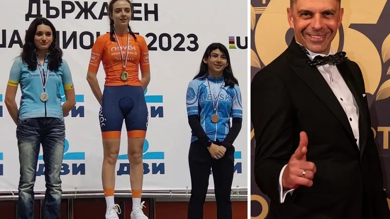 Ingrid (centru), fata ministrului Eduard Novak, campioană la ciclism în Bulgaria. Tatăl a fost și președinte al Federației de Ciclism, dar România nu are velodrom Foto: Facebook