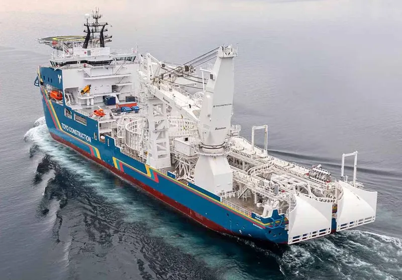 La Tulcea, a fost construită o navă gigant de instalat cabluri pentru Japonia - Foto: Vard