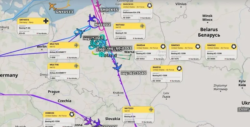 Operațiune NATO intensă de supraveghere l&acirc;ngă Kaliningrad - Foto: ItaMilRadar