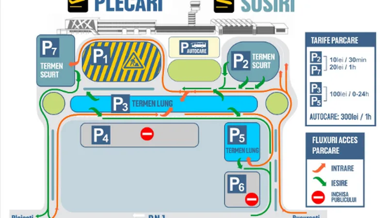 Aștepți pe cineva la Aeroportul Otopeni? Atenție, parcarea costă cât în Dubai! Vezi noul tarif - Foto: bucharestairports.ro
