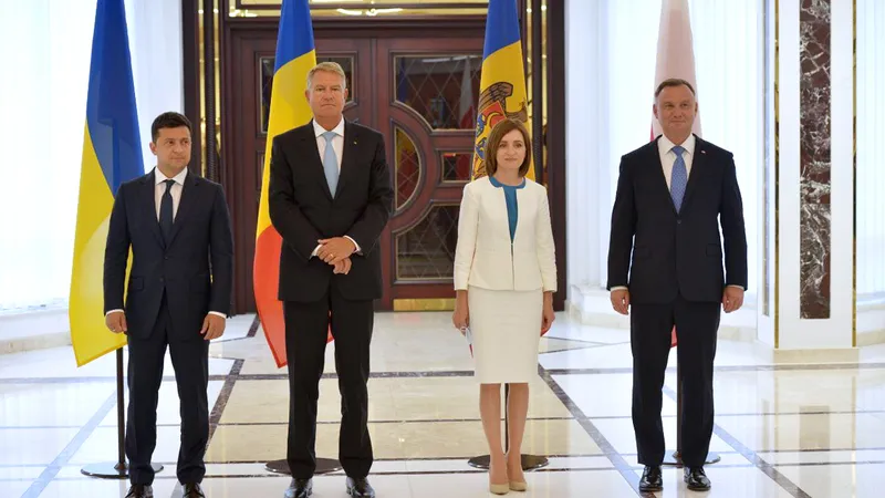 Zelenski, Klaus Werner Iohannis, Maia Sandu și președintele polonez Andrzej Duda la Chișinău-Foto: Profimedia Images