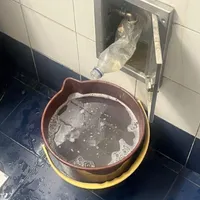 Pet în loc de robinet pentru spălat pe mâini. Condițiile oferite de Aeroportul Otopeni în 2023 Foto: Sindicatul Europol