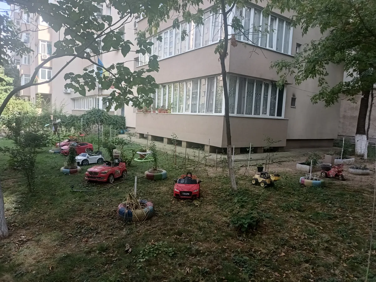 Spaţiu verde puternic personalizat. Proprietarul şi-a pus în grădină inclusiv maşinuţe de jucărie - Foto: Foto: Florin Budescu