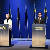 Ursula von der Leyen și premierul Suediei, Ulf Kristersson