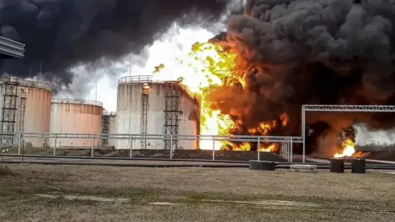 Pe 1 aprilie un incendiu a izbucnit la un depozit de țiței din Belgorod, Rusia- Foto: Ministerul rus al Energiei