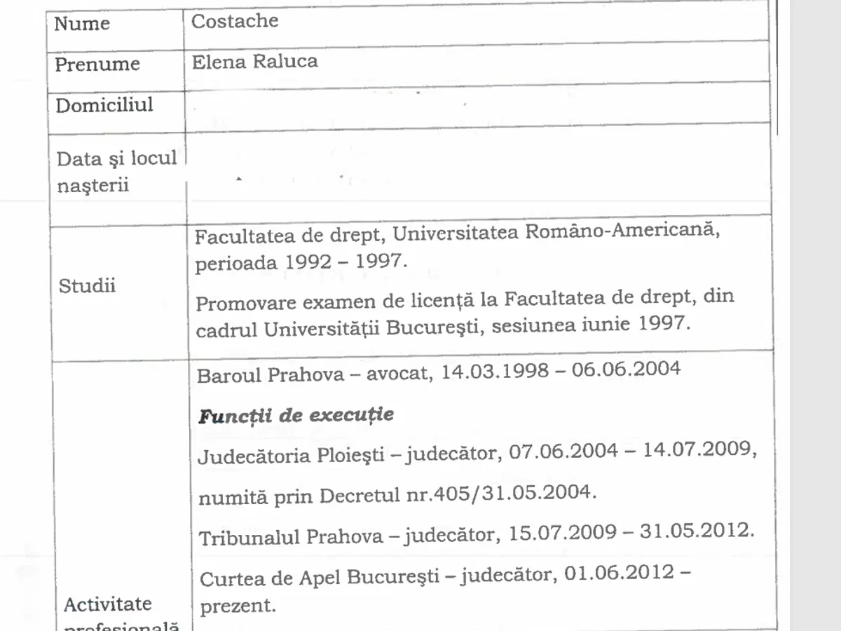 CV Elena Costache - Foto: CSM